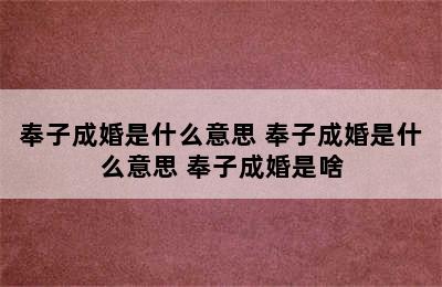 奉子成婚是什么意思 奉子成婚是什么意思 奉子成婚是啥